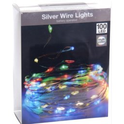 100 LED-es, színes fényfüzér, elemes, 5 méter