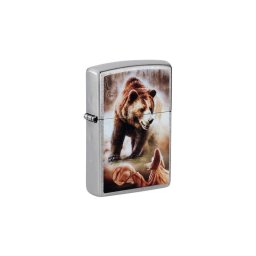 48330 Zippo öngyújtó, utcai csiszolt- Grizzly motívummal