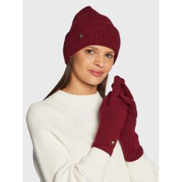 Tommy Hilfiger Sapka és kesztyű szett Elevated AW0AW13909 Bordó
