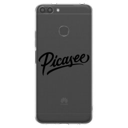 Átlátszó szilikon tok az alábbi mobiltelefonokra Huawei P Smart - Picasee - old logo - black
