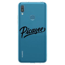 Átlátszó szilikon tok az alábbi mobiltelefonokra Huawei Y7 2019 - Picasee - old logo - black