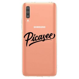 Átlátszó szilikon tok az alábbi mobiltelefonokra Samsung Galaxy A70 A705F - Picasee - old logo - black