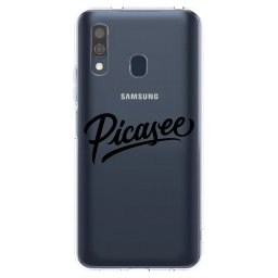 Átlátszó szilikon tok az alábbi mobiltelefonokra Samsung Galaxy A40 A405F - Picasee - old logo - black