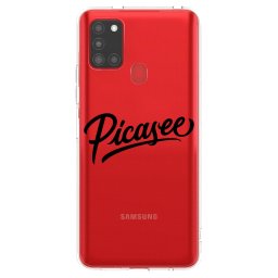 Átlátszó szilikon tok az alábbi mobiltelefonokra Samsung Galaxy A21s - Picasee - old logo - black