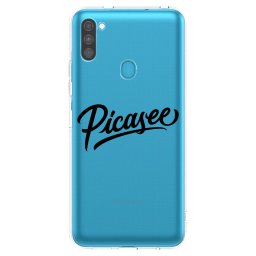 Átlátszó szilikon tok az alábbi mobiltelefonokra Samsung Galaxy M11 - Picasee - old logo - black