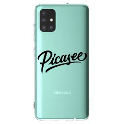 Átlátszó szilikon tok az alábbi mobiltelefonokra Samsung Galaxy M31s - Picasee - old logo - black