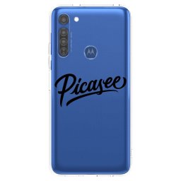 Átlátszó szilikon tok az alábbi mobiltelefonokra Motorola Moto G8 - Picasee - old logo - black