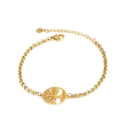 Élet fája nemesacél karkötő - aranyozott