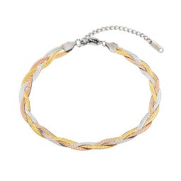 Trikolor, fonott nemesacél karkötő