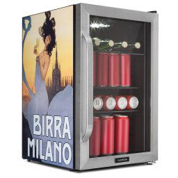Klarstein Beersafe 70 Birra Milano Edition, hűtőszekrény, 70 liter, 3 polc, panoráma üvegajtó, rozsdamentes acél (HEA13-Birra-Milan-SS)