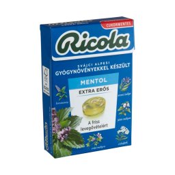Ricola svájci gyógynövény cukorka mentol extra erős cukormentes 40g