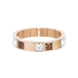 Cango & Rinaldi - Mosaic fehér kristályos rose gold színű fém karkötő bőrrel (S)