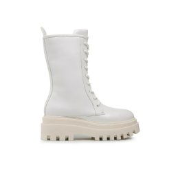 Calvin Klein Jeans Bakancs Flatform Laceup Patent YW0YW00852 Fehér