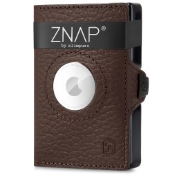 Slimpuro ZNAP Airtag Wallet, 12 kártya, érmés rekesz, 8,9 x 1,8 x 6,3 cm (Sz x Ma x Mé), RFID-védelem (ZNAPAirDBrGr12)