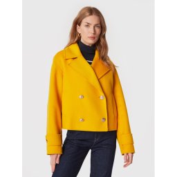 Tommy Hilfiger Gyapjú kabát WW0WW37309 Sárga Regular Fit