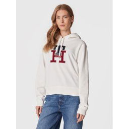 Tommy Hilfiger Pulóver Terry Monogram WW0WW37441 Fehér Regular Fit