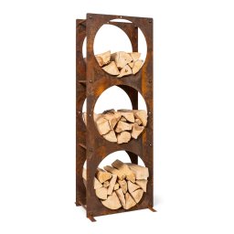 Blumfeldt Trio Circulo fa állvány, polc, 55 x 160 x 30 cm, 3 mm acél, rozsdás kinézet (GDI11-TrioCirculo-RS)