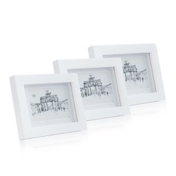 Casa Chic Everton, képkeretek, 3 db-os szett, téglalap alakú, 14 x 9 cm, paszpartu, üveg (CL-4X6-3-WHT)