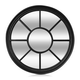 Casa Chic Leeds Fali tükör kerek kerettel, valódi fából Ø 90 cm (MIR-WIN-90X90-BLK)