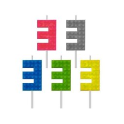 Lego kockás tortagyertya, számgyertya 3-as