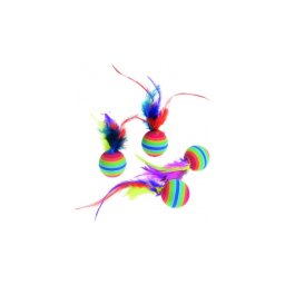 Flamingo macskajáték - szivárványos hablabda 4 x 3 cm
