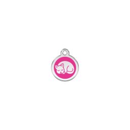 Red Dingo Rozsdamentes cica mintás acél biléta hot pink
