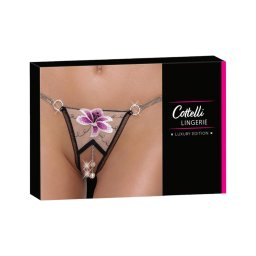 Cottelli - luxus, hímzett liliom tanga (fekete-fehér)