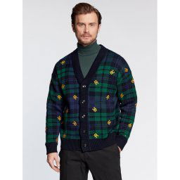Tommy Hilfiger Kardigán Monogram MW0MW29037 Sötétkék Regular Fit
