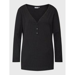Calvin Klein Curve Blúz Inclu Modal Rib Henley K20K205460 Fekete Regular Fit
