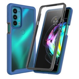 DUAL Kétoldalas borítás Motorola Edge 20 fóliával, sötétkék színnel
