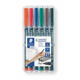 STAEDTLER Alkoholos marker készlet, OHP, 1 mm, STAEDTLER "Lumocolor(R) 317 M", 6 különböző szín