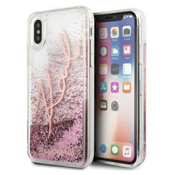 Karl Lagerfeld Glitter Signature iPhone X/Xs telefontok (rose gold)