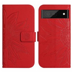 ART SUN FLOWER pénztárca tok szíjjal Google Pixel 7 Pro piros