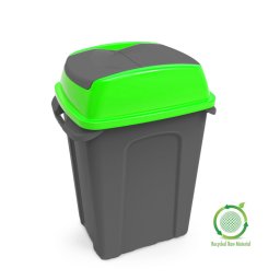 Planet Hippo Billenős Szelektív hulladékgyűjtő szemetes, műanyag, antracit/zöld, 50L