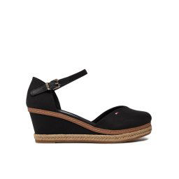 Tommy Hilfiger Espadrilles Basic Close Toe Mid Wedge FW0FW04787 Fekete
