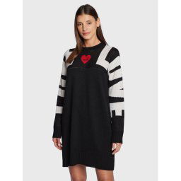 LOVE MOSCHINO Kötött ruha WSE2510X 1148 Fekete Regular Fit