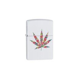29730 Zippo öngyújtó, matt fehér színben- Levélmintával
