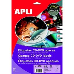 Etikett, CD/DVD, A4, teljes lefedettségű, matt, APLI \Mega\ [25 lap]