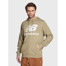 New Balance Pulóver Essentials Stacked Logo MT03558 Zöld Relaxed Fit