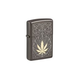 48384 Zippo öngyújtó, black ice színben -Canabis design