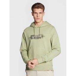 Calvin Klein Pulóver Box Striped Logo K10K110761 Zöld Regular Fit