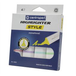 Szövegkiemelő készlet 1-4,6mm, vágott hegyű, Centropen 6252 pasztell, 4 klf. szín