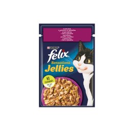 FELIX SENSATIONS JELLIES Kacsával, aszpikban spenóttal nedves macskaeledel 85g