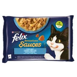 FELIX SENSATIONS SAUCES Halas válogatás szószban nedves macskaeledel 4x85g