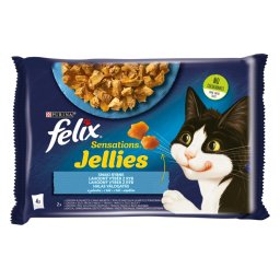 FELIX SENSATIONS JELLIES Halas válogatás aszpikban nedves macskaeledel 4x85g
