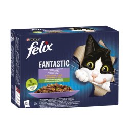 FELIX FANTASTIC Házias válogatás, zöldségekkel aszpikban nedves macskaeledel 12x85g