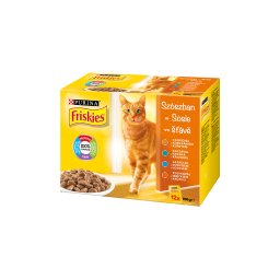 FRISKIES Szószban Csirkével/Kacsával/Lazaccal/Pulykával nedves macskaeledel 12x85g