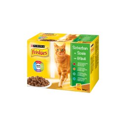 FRISKIES Szószban Marhával/Csirkével/Tonhallal/Tőkehallal nedves macskaeledel 12x85g