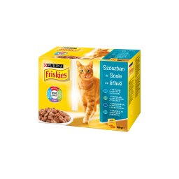 FRISKIES Szószban Lazaccal/Tonhallal/Szardíniával/Tőkehallal nedves macskaeledel 12x85g