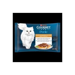 GOURMET PERLE GRAVY DELIGHT Lazaccal/Tonhallal nedves macskaeledel 4x85g